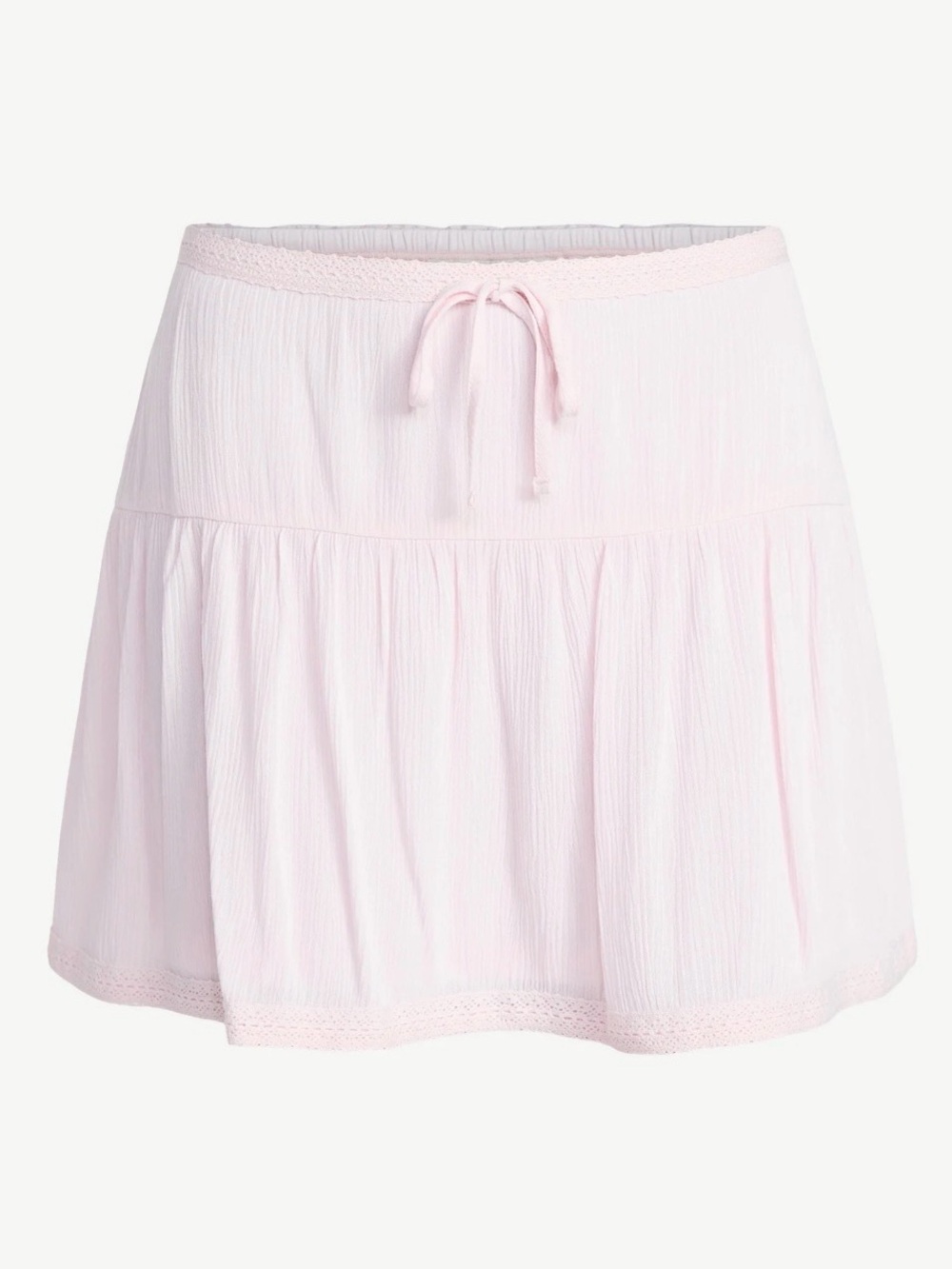 Light Pink Tiered Drawstring Skirt